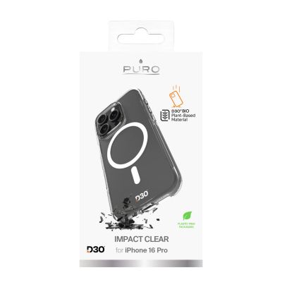 7. Puro Impact Clear D3O MagSafe Silikonhülle für iPhone 16 Pro – transparent