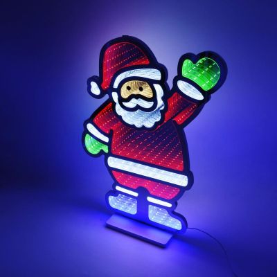 7. Spiegeldekoration mit LED-Diode, Unendlichkeitsspiegeleffekt, Weihnachtsmann