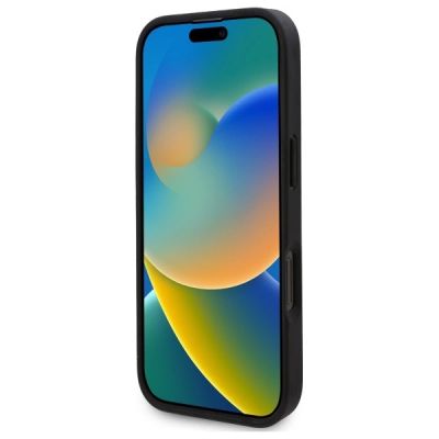 5. Karl Lagerfeld MagSafe-Hülle aus Leder mit Monogramm und Metalllogo für iPhone 16 Pro Max – Schwarz