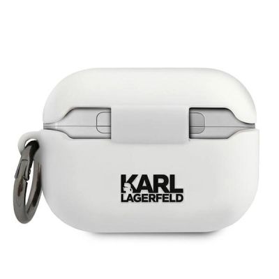 2. Karl Lagerfeld KLACAPSILGLWH AirPods Pro cover biały/white Silicone Ikonik