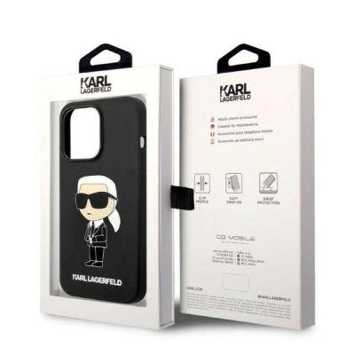 8. Karl Lagerfeld Silikon Ikonik Hülle für iPhone 14 Pro – Schwarz