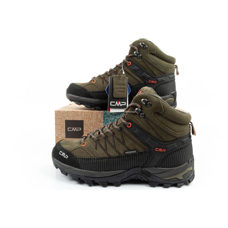 10. CMP Rigel Herren Trekkingschuhe Leder strapazierfähig wasserdicht knöchelhoch oliv