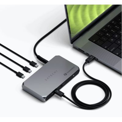 4. Satechi Thunderbolt 4 Slim Hub Pro - USB-C-Hub (DC 20V-Anschluss, USB 3.2 Gen 2-Datenanschluss, 3x Thunderbolt 4-Anschluss) (Space Grau)