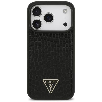3. Guess Croco Triangle Logo MagSafe Hülle für iPhone 18 Pro / 17 Pro – schwarz