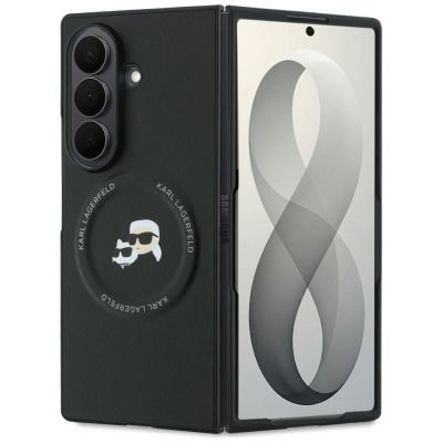 Karl Lagerfeld Karl&Choupette Pins MagSafe Hülle für Samsung Galaxy Z Fold 8 Ultra - Schwarz