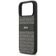 6. DKNY Hülle mit sich wiederholendem Texturmuster und Ton-in-Ton-Streifen für iPhone 17 Pro Max – Schwarz