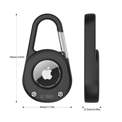 6. Tech-Protect Slidelock Karabiner Schlüsselanhänger Hülle für Apple AirTag 1/2 - Schwarz