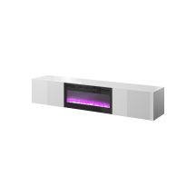 SLIDE 200K TV-Schrank mit Elektrokamin, 200 x 40 x 37 mm (H), komplett in Weiß Hochglanz