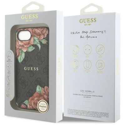 8. Guess 4G Flowers Print MagSafe Hülle für iPhone 16e - Schwarz