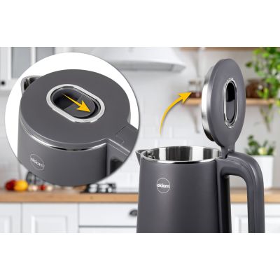 6. ELDOM Akku-Wasserkocher C515S ORRA 1,8 l 2000 W, Grau, 5 Programme 45, 55, 70, 85, 100 °C, Temperaturhaltefunktion