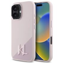 Karl Lagerfeld Silikon Shadow Metal Initial MagSafe Hülle für iPhone 16 – Rosa