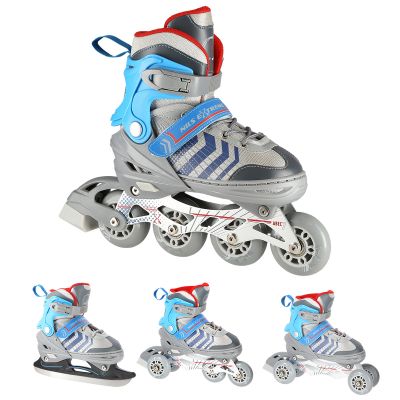 2. NH18192 4in1 GRAU-BLAU GRÖSSE M (34-38) ROLLSCHUHE MIT HOCKEY-ÄRMEL NILS EXTREME