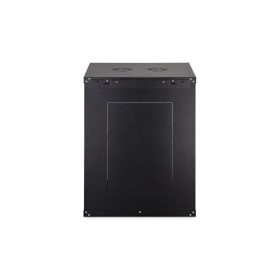 26. DYNAmic 19" 16U Wand-Netzwerkschrank 600x600 mm, Glastür, schwarz, ungeteilt, montiert, 60 kg