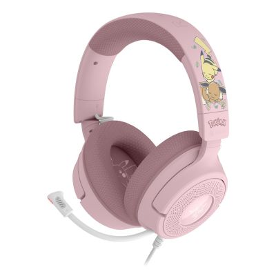 5. Razer Kraken V4 X – Pikachu & Eevee Edition Kabelgebundenes Gaming-Headset mit Kopfbügel, USB Typ-C / USB Typ-A, Pink