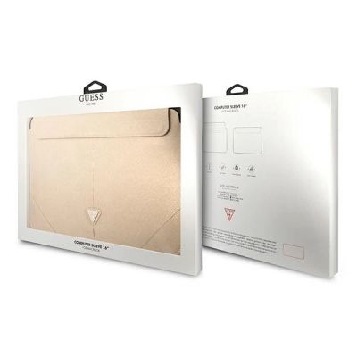 4. Guess Saffiano Triangle Logo-Hülle für einen 16-Zoll-Laptop – Beige
