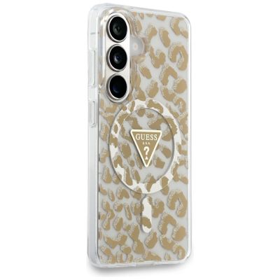 4. Guess IML Leopard Print Dreieckige MagSafe Hülle für Samsung Galaxy S26 - Braun