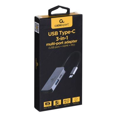 2. GEMBIRD USB-TYP-C-MULTI-ADAPTER 3-in-1 (USB-HUB + HDMI + PD)