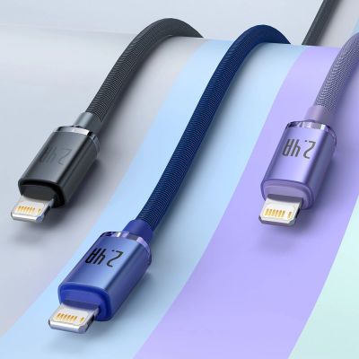 10. Baseus Crystal Shine Series Kabel USB-Kabel für schnelles Aufladen und Datenübertragung USB Typ A - Lightning 2.4A 1.2m schwarz (CAJY000001)