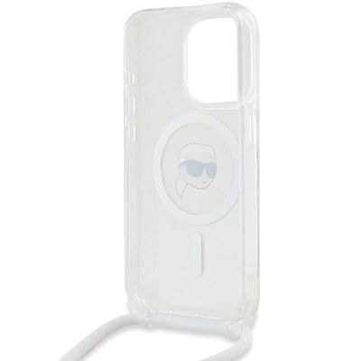6. Karl Lagerfeld Crossbody IML Karl Head MagSafe Hülle für iPhone 15 Pro Max – transparent
