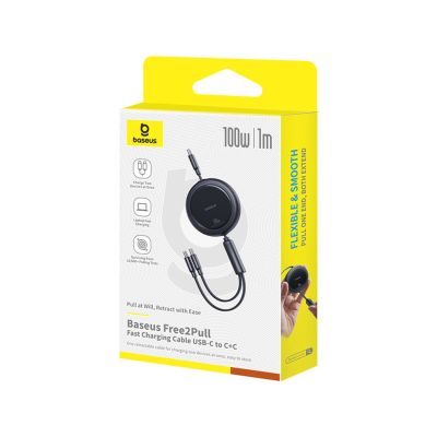 5. Baseus Bright Mirror Series USB-C Einziehbares Kabel - 2 x USB-C 100W 1m - Schwarz