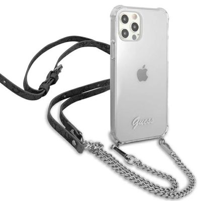 4. Guess GUHCP12LKC4GSSI iPhone 12 Pro Max 6,7" Transparentes Hardcase 4G Silver Chain