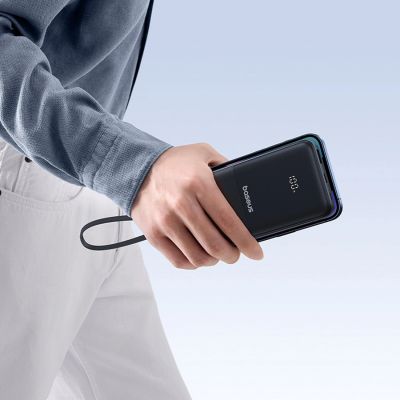 12. Baseus Lipow 10000mAh 22,5W Powerbank mit integriertem Dual-Kabel und Display (inkl. zusätzlichem schwarzen Baseus Simple USB-A-auf-USB-C-Kabel, 3A, 0,2 m) – Schwarz