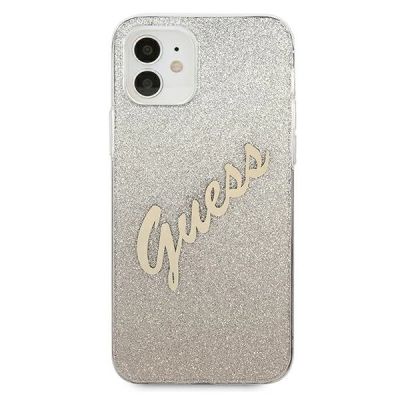 3. Guess GUHCP12SPCUGLSGO iPhone 12 mini 5,4" Gold/Gold Hardcase Glitter Gradient Script