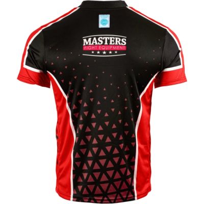 3. MASTERS "COMBAT JUNIOR" Pointfighting-Shirt mit V-Ausschnitt, schwarz und rot (WAKO-ZERTIFIZIERT)