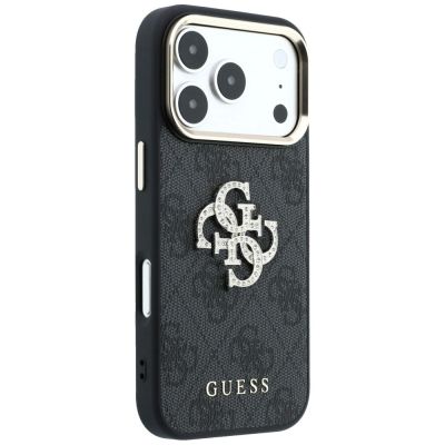 4. Guess 4G & Big Strass Logo Hülle für iPhone 17 Pro Max / 18 Pro Max - Schwarz
