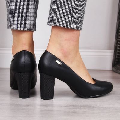 3. Sergio Leone W SK193A schwarze Pumps mit Blockabsatz 
