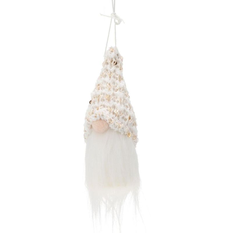 6. Dekorativer Anhänger Weihnachtsmann, 11 cm, weiße Pailletten