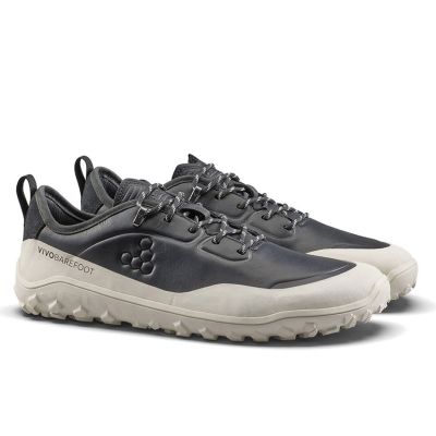 10. Vivobarefoot TRACKER LEATHER AT LOW Herrenschuhe Obsidian/Weiß (309534-04)