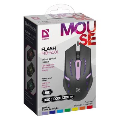 8. Defender Flash Kabelmaus MB-600L OPTIC LED 1200 DPI 4P 52600