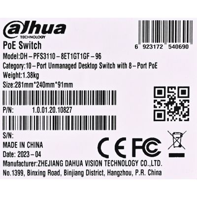 12. Schalter DAHUA PFS3110-8ET1GT1GF-96