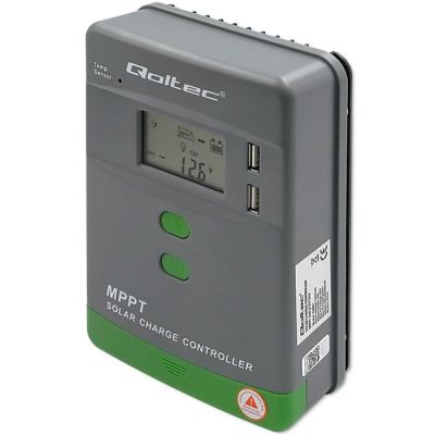 Qoltec MPPT-Solarladeregler mit Temperatursensor 20 A | 12 V / 24 V | LCD | 2 x USB
