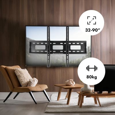 3. MACLEAN TV-Wandhalterung MAX. VESA 600X400, 32–90", 80 KG, Neigungsverstellung +15° bis -15° MC-421