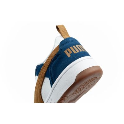 7. Puma Rebound v6 Herren-Sportschuhe, modisch und bequem, weiß, marineblau, braun