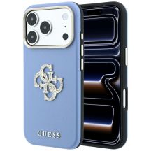 Guess Smooth & Big Strass Logo Hülle für iPhone 18 Pro Max / 17 Pro Max - Blau