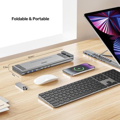 17. UNITEK Verstellbarer Laptopständer + Hub mit USB-C/A, HDMI 2.0, PD 100W