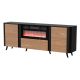 VOLARE Kommode 200x39x75 schwarz/walnuss + Kamin