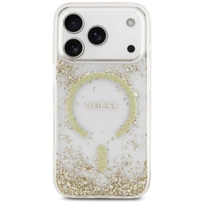 3. Guess Resin Bottom Glitter MagSafe Hülle für iPhone 17 Pro - Gold