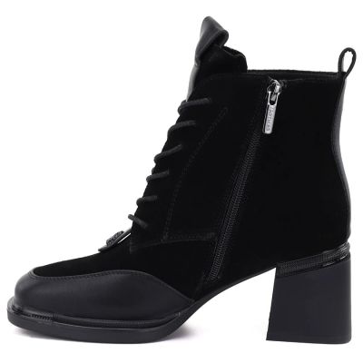 3. Damen-Lederstiefeletten aus schwarzem Veloursleder Artiker 59C0116