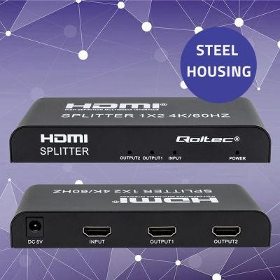 2. QOLTEC Splitter 2xHDMI 4Kx2K | 6GB/s | 60Hz