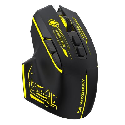 Wozinsky WMGB-1181 Kabellose optische Gaming-Maus 3200 DPI mit integriertem Akku und Hintergrundbeleuchtung – Schwarz und Gelb