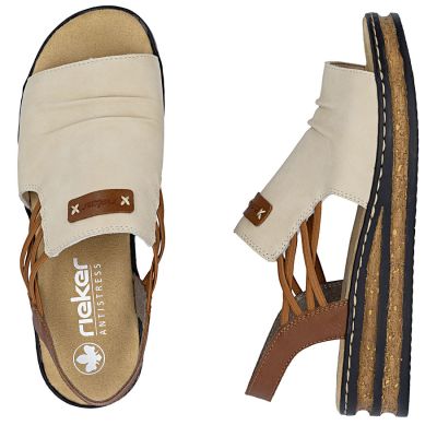 4. Bequeme beige Keilsandalen für Damen Rieker 62962-60