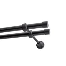 Doppelte Gardinenstange Ø 19 mm, schwarz, 200 cm, LUNA KOWALSKI