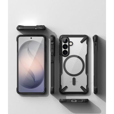 4. Ringke Fusion X Magnetische MagSafe Hülle für Samsung Galaxy S26 - Transparent Schwarz