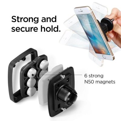 7. Spigen H12 Telefonhalter für die Lüftungsöffnung im Auto, magnetisch – Schwarz