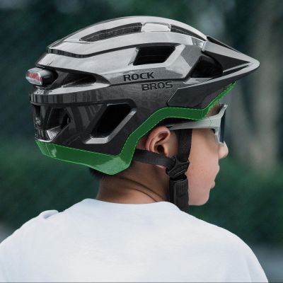 5. Rockbros LK-67 Jugend-Fahrradhelm mit abnehmbarem Visier 54–58 cm – Grau