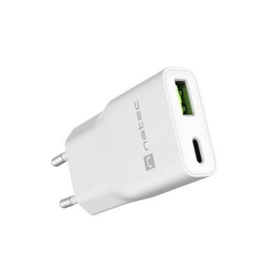 4. NATEC RIBERA GAN SLIM WANDLADEGERÄT USB-A USB-C 20W WEISS